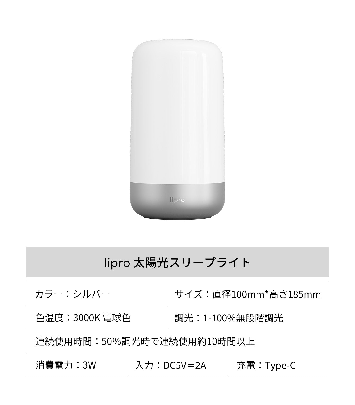 lipro 太陽光スリープライト - パッケージ内容